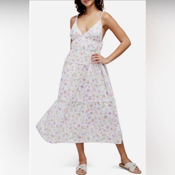 Wildfox couture Delphine Floral Tiered Midi Sundress XS Cottagecore Summer Dress - Picture 2 of 15